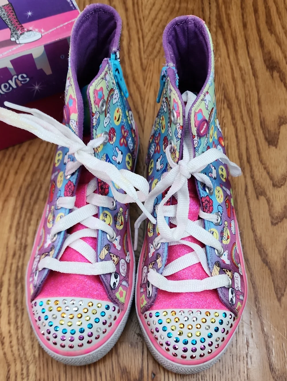 Skechers Twinkle Toes Emoji High-Top Sneakers, VGUC, Working, Girl's Size 2